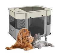 Relaxdays Parc Pliable pour Le Chiot, H x L x P : 55 x 82 x 60 cm, pour l'intérieur ou l'extérieur, Multicolore