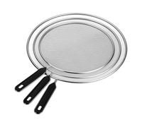 Relaxdays Couvercle Anti-éclaboussures - Set de 3 Pare-éclaboussures - Couverture en Acier Inoxydable, ∅ 25, 29, 33 cm, poignée, Noir