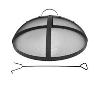 Relaxdays Pare-étincelles pour brasero, Ø 60 cm, INCL. tisonnier, poignée, Grille Ronde, Acier, Noir