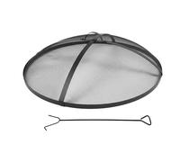 Relaxdays Pare-étincelles pour brasero, Ø 80 cm, Grille Ronde Acier Noir, tisonnier Inclus, poignée