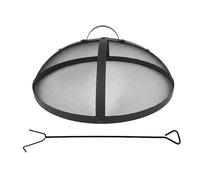 Relaxdays Pare-étincelles Rond pour brasero, Ø 50 cm, avec tisonnier, poignée, Acier Noir