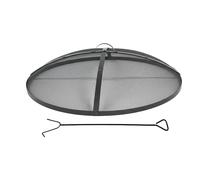 Relaxdays Pare-étincellespour brasero en Acier Noir, Ø 90 cm, tisonnier et poignée Inclus