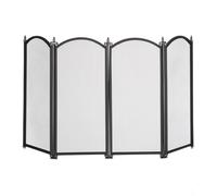 Relaxdays Pare-feu de cheminée, à 4 panneaux, contre les étincelles, pare-étincelles poêle, HxL: 54x97,5 cm, métal, noir