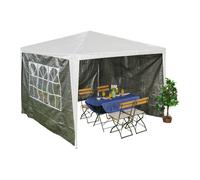 Relaxdays Paroi latérale pour tonnelle 3x3 m, lot de 3, imperméable, fermeture autoagrippante, polyester, gris