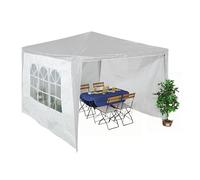 Relaxdays Paroi latérale pour tonnelle, Lot de 3, imperméable, Fermetures autoagrippantes, avec fenêtre, 2x3 m, Blanc
