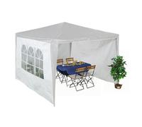Relaxdays Paroi latérale pour tonnelle, lot de 3, imperméable, fermetures autoagrippantes, avec fenêtre, 2x3 m, blanc