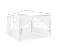 Relaxdays Paroi latérale pour tonnelle, lot de 4, 2x3 m, panneaux latéraux avec fenêtres et fermeture éclair, blanc