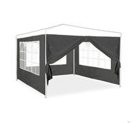 Relaxdays Paroi latérale pour tonnelle, lot de 4, 2x3 m, panneaux latéraux avec fenêtres et fermeture éclair, gris