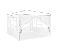 relaxdays Paroi latérale pour tonnelle, Lot de 4, 2x3 m, Panneaux latéraux avec fenêtres et Fermeture éclair, Blanc