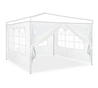 Relaxdays Paroi Latérale Pour Tonnelle, Lot De 4, 2x3 M, Panneaux Latéraux Avec Fenêtres Et Fermeture Éclair, Blanc