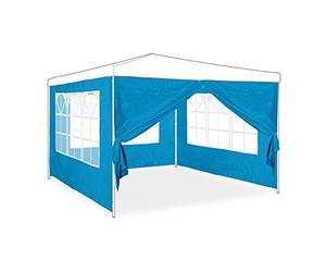 Relaxdays Paroi latérale pour tonnelle, Lot de 4, 3 Panneaux avec fenêtre, 1 avec Fermeture éclair, HxL 2x3m, Bleu Clair
