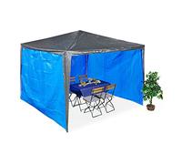 Relaxdays Paroi latérale pour Votre tonnelle, Lot de 3, imperméable, Fermetures Scratch, PE, sans fenêtres, 2x3 m, Bleue