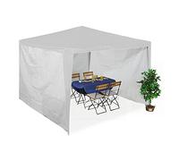 Relaxdays Paroi latérale pour Votre tonnelle, Lot de 3, imperméable, Fermetures Scratch, PE, sans fenêtre, 2x3 m, Blanc