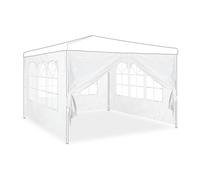 Relaxdays Paroi latérale pour tonnelle Lot de 4 2x3 m avec fenêtres et fermeture éclair Blanc