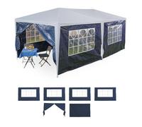 Relaxdays Parois latérales pour tonnelle, Lot de 6, 2x3 m, étanche, fenêtres & Porte, PE (polyéthylène), Scratch, Bleu