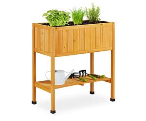 Relaxdays Parterre surélevé, Bois Potager sur pilotis. 80,5 x 74 x 38 cm, Jardin, Balcon, Plastique, Orange