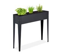 Relaxdays Parterre surélevé en métal, bac à Fleurs pour Jardin, Balcon & terrasse, Pot à Fleurs, HLP : 83x99x26 cm, Noir