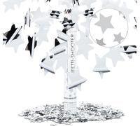relaxdays Party Popper argent étoiles 40 cm