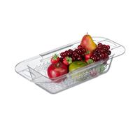 Relaxdays Passoire pour évier, Extensible 43,5-57 cm, Simplement à Poser, Accessoire Cuisine, Plastique, Transparent