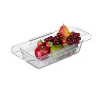 Relaxdays Passoire pour évier, Extensible 43,5-57 cm, Simplement à Poser, Accessoire Cuisine, Plastique, Transparent