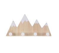 Relaxdays Patère murale pour enfant - 4 crochets (H x l x P) 17 x 34,5 x 5 cm - En bois et MDF - Naturel/blanc