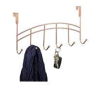 Relaxdays Patères de porte, 6 crochets, accrocher, porte manteau de couloir, chambre, salle de bain, 20x40x9 cm, cuivré