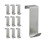 Relaxdays Patères, lot de 10, pour accrocher, Crochets à vêtements de porte et armoire, rainure de 2 cm, acier, argenté