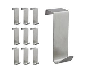 Relaxdays Patères, lot de 10, pour accrocher, Crochets à vêtements de porte et armoire, rainure de 2 cm, acier, argenté