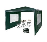 Relaxdays Tonnelle pavillon chapiteau pergola Festival 3x3 m, 2 côtés fenêtres métal PE Tente de Jardin, Vert, 300 x 300 x 250 cm