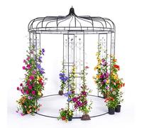 Relaxdays Pavillon à Roses, métal, H x P: 271 x 232 cm, Arceau de Jardin Vintage, Support pour Plantes grimpantes, Noir