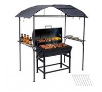 Relaxdays Pavillon barbecue, HxLxP 230×210×116 cm, étagères latérales, acier/polyester, jardin, anthracite