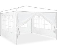 relaxdays Paroi latérale pour tonnelle, Lot de 4, 2x3 m, Panneaux latéraux avec fenêtres et Fermeture éclair, Blanc