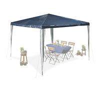 Relaxdays Pavillon, HxLxP : 2,5x3x3 m, PE, Acier, imperméable, résistant, système d'assemblage, Jardin, Bleu foncé/Blanc