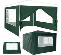 relaxdays Paroi latérale pour tonnelle en Lot de 4, 3 Panneaux avec fenêtre, 1 avec Fermeture éclair, HxL 2x3 m, Vert
