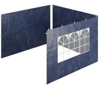 Relaxdays Paroi latérale pour tonnelle, Lot de 3, imperméable, Fermetures autoagrippantes, avec fenêtre, 2x3 m, Bleu
