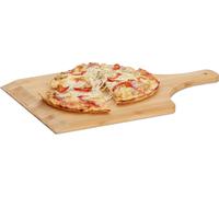 Relaxdays Pelle à pizza en bambou 45 cm grande planche cuisson au four pain tarte flambée poignée, nature