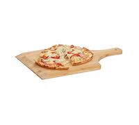 Relaxdays Pelle à pizza en bambou 45 cm grande planche cuisson au four pain tarte flambée poignée, nature