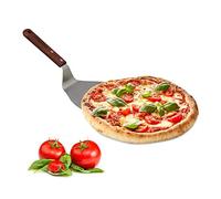 Relaxdays Pelle à pizza métal 18,5 x 16,5 cm poignée bois 16 cm pelle à tarte quiche pour le four, gris