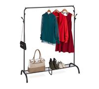 Relaxdays Penderie en métal, Support Chaussures, Crochets latéraux, Portant vêtements, HLP : 145 x 132 x 44 cm, Noir