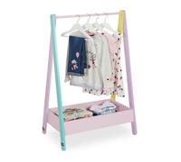Relaxdays Penderie pour Enfants, Portant vêtements, Rangement, HLP : 99x64,5x42 cm, Petit Porte-Manteau, Multicolore