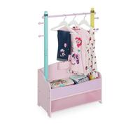 Relaxdays Penderie pour Enfants, Portant vêtements Chambre, 4 Crochet, 2 tiroirs, HxLxP : 100,5x71x30 cm, Multicolore