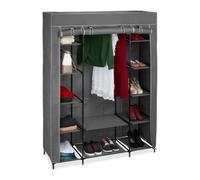 Relaxdays Penderie en Tissu avec Tringle à vêtements et 12 étagères, H x L x P 175 x 135 x 45 cm, Armoire, Anthracite