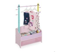 Relaxdays Penderie pour enfants, portant vêtements chambre, 4 crochet, 2 tiroirs, HxLxP : 100,5x71x30 cm, multicolore