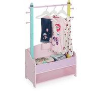 Relaxdays Penderie Pour Enfants, Portant Vêtements Chambre, 4 Crochet, 2 Tiroirs, HxlxpÂ : 100,5x71x30 Cm, Multicolore