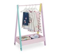 Relaxdays Penderie pour enfants, portant vêtements, rangement, HLP : 99x64,5x42 cm, petit porte-manteau, multicolore