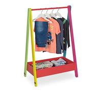 Relaxdays Penderie pour Enfants, Portant vêtements, Rangement, HLP : 99x64,5x42 cm, Petit Porte-Manteau, Multicolore