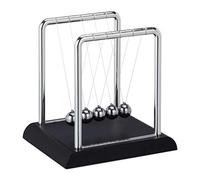 Relaxdays Pendule Newton, décoration bureau de travail, physique, science & art, 5 boules, métal, balancier, argenté
