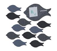 Relaxdays Pense-bêtes, 12 mémos muraux au Design Poisson, Feutre, H x L x P: 16 x 30 x 0,9 cm, punaises, Multicolore