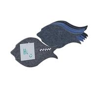 Relaxdays Pense-bêtes, 6 mémos muraux au Design Poisson, Feutre, H x L x P: 16 x 30 x 0,9 cm, avec punaises, Multicolore