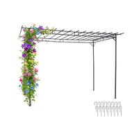 Relaxdays Pergola, métal, H x L x P : 215 x 320 x 190 cm, abri de terrasse autoportant, tonnelle pour rosiers, Noir